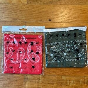 Faybox Magic Wide Wicking Multifunctional Paisley Headwear Set - Red and Green